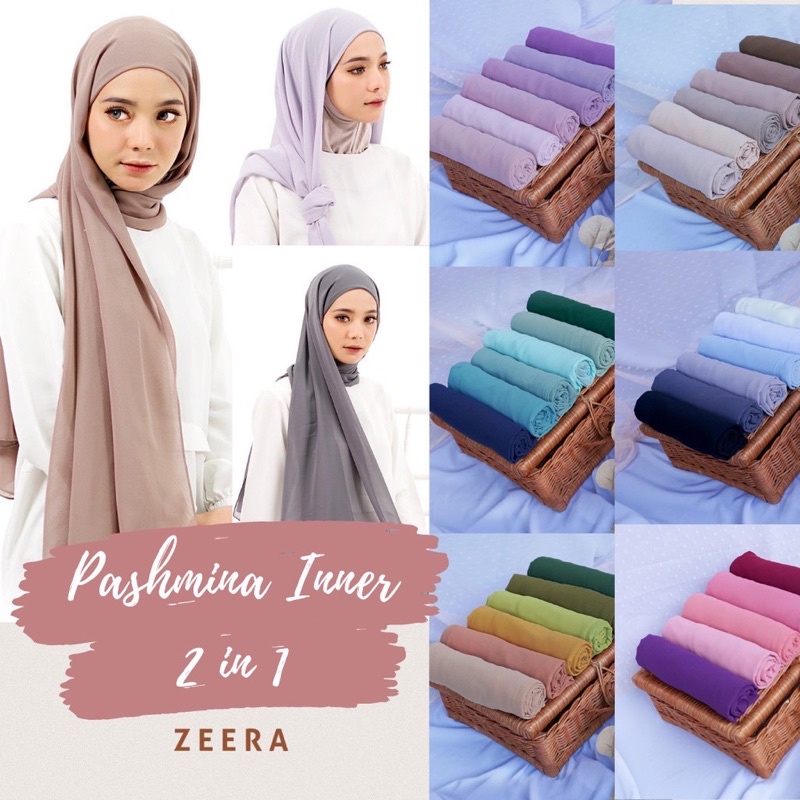 WOW - 2 in 1 Pashmina Iner Hijab Jilbab Pashmina Ceruty