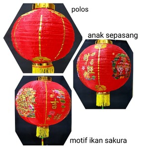 DEKORASI TAHUN BARU IMLEK TENLUNG LAMPION PARASUT 12 INCH PER PASANG 30 CM LAMPION MERAH IMLEK