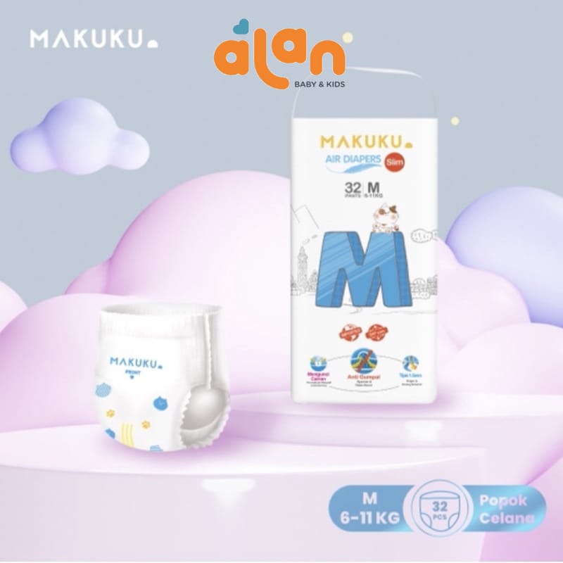 MAKUKU Air Diapers Slim Pants M32 - Popok Celana Bayi