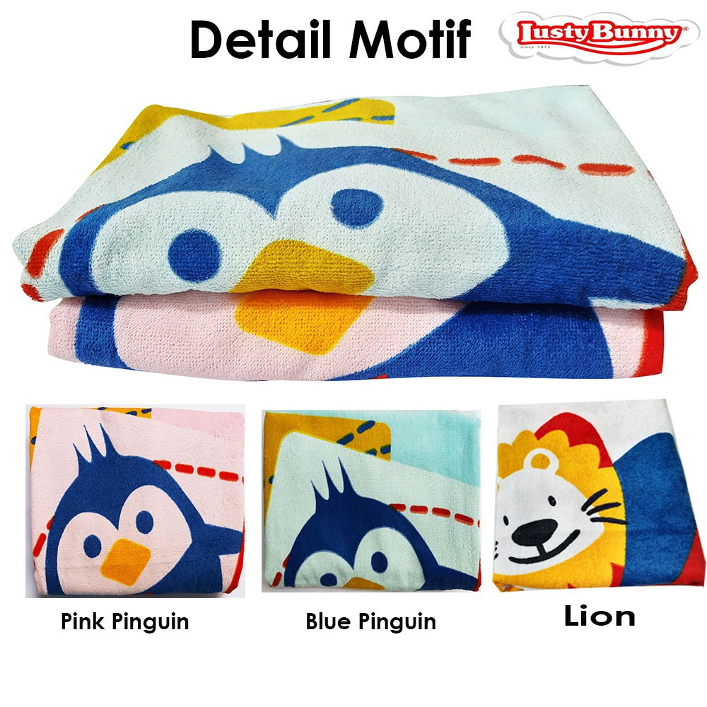 Handuk Bayi LUSTY BUNNY 60 x 120 cm 3153 3154 Animal Baby TOWEL Motif  Hewan  Lion Penguin HL-3154