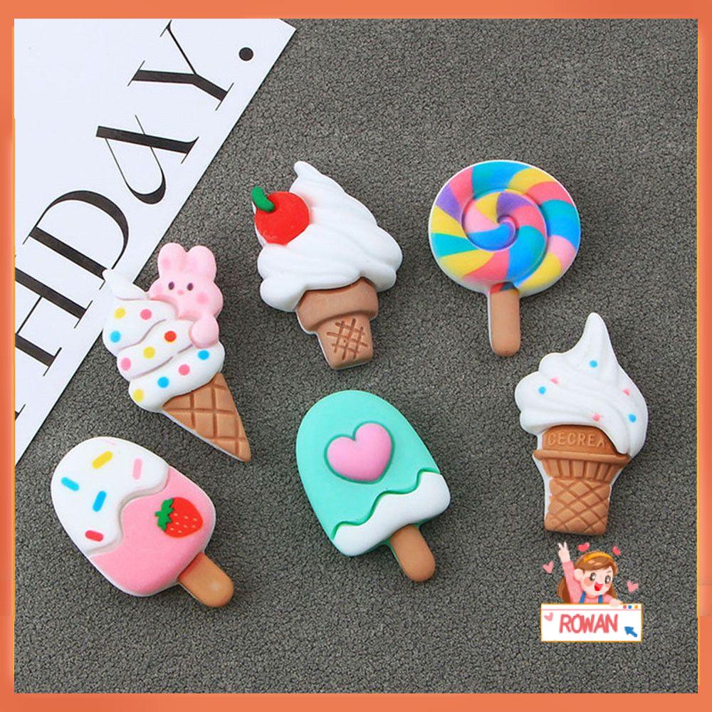 ❈Rowan ROWAN ROWAN❈ 10 Pcs Aksesoris Hiasan Kepala Bentuk Es Lolipop Bahan Resin Untuk Dekorasi Case Hp