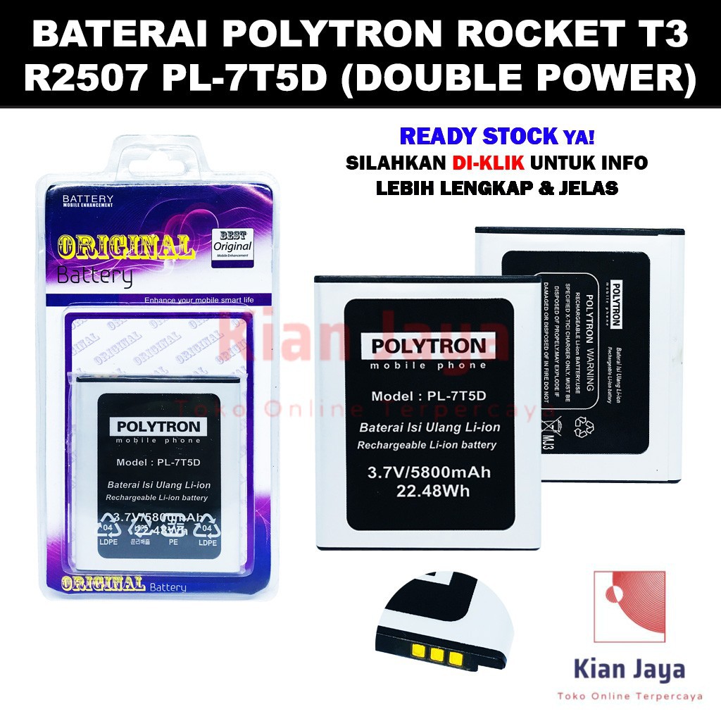 Baterai Hp Polytron T3 R2507 PL-7T5D Original Double Power Batre baterai Battery PL7T5D PL7T5D