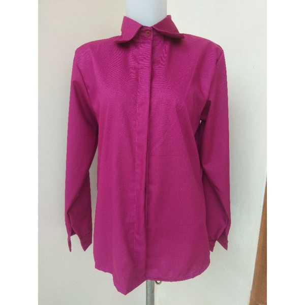 KEMEJA WANITA JUMBO XXL XXXL XXXXL CASUAL POLOS TOYOBO-Magenta