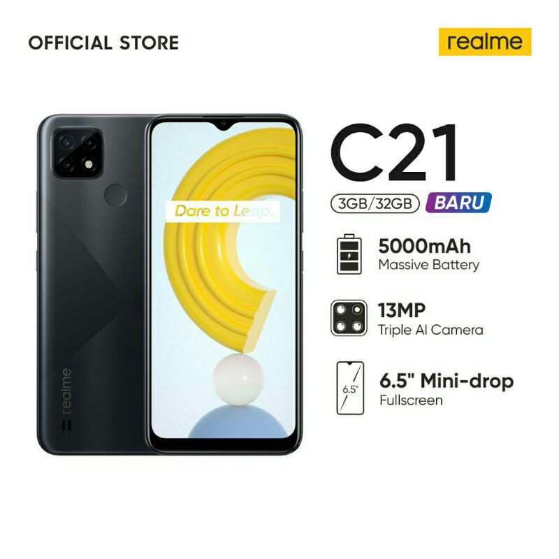 Realme c21 Ram 3gb rom 32gb/4gb rom 64gb