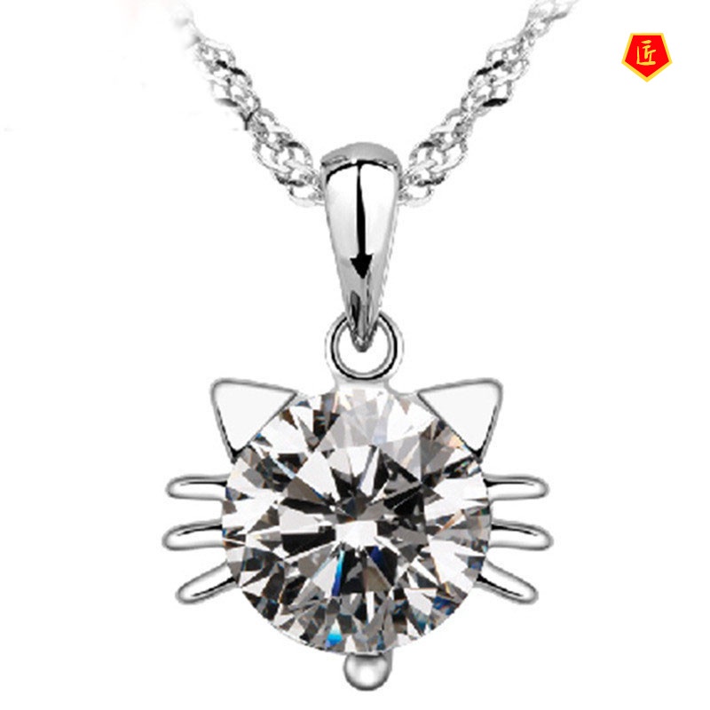 [Ready Stock]Cat Genie Silver Necklace Female Korean Cute Style