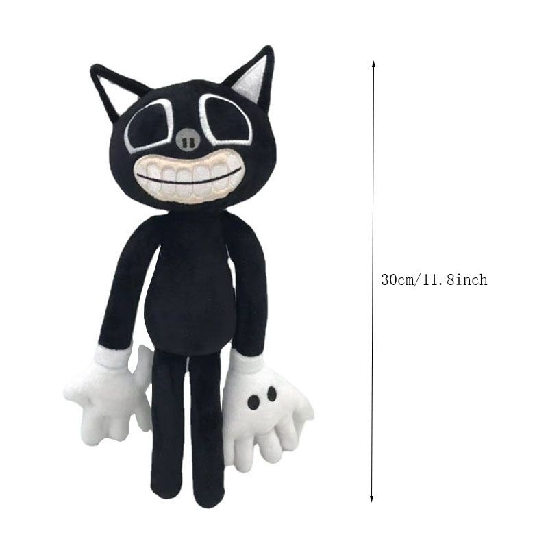 30cm Boneka Siren Head Series Black Cat Plush Toy Big Mouth Horror Character Stuffed Doll Mainan