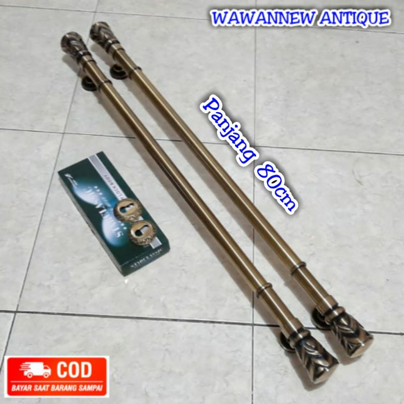 Handle Pintu / Gagang Pintu Rumah Pagar Kuningan Antik Motif Nanas 80cm