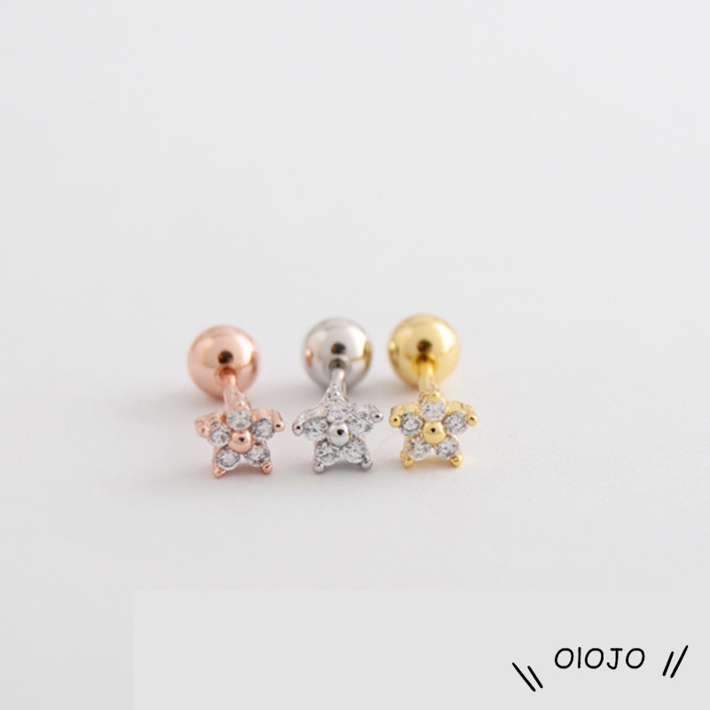 Fashion Sederhana Indah Bunga Bentuk Zirkon Tidak Ada Alergi Ear Studs Wanita Perhiasan Hadiah - ol