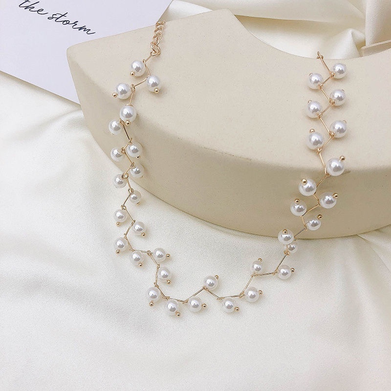 IFYOU Korea Fashion Gold Necklace Simple Ladies Pearl Chain Choker Women Jewelry Accessories