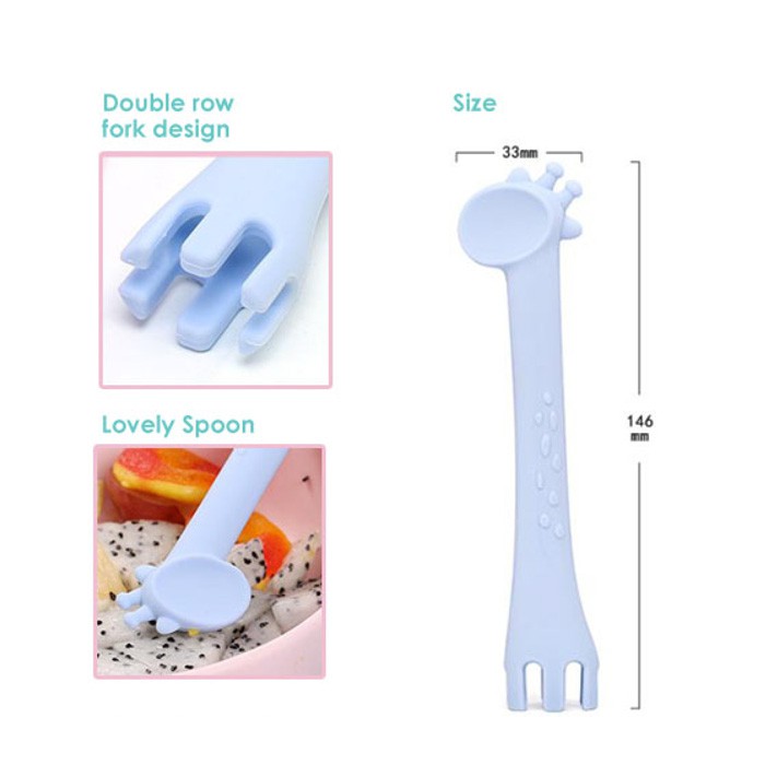 Babyqlo Silicone Baby Training Spoon 2pcs Giraffe SP8004