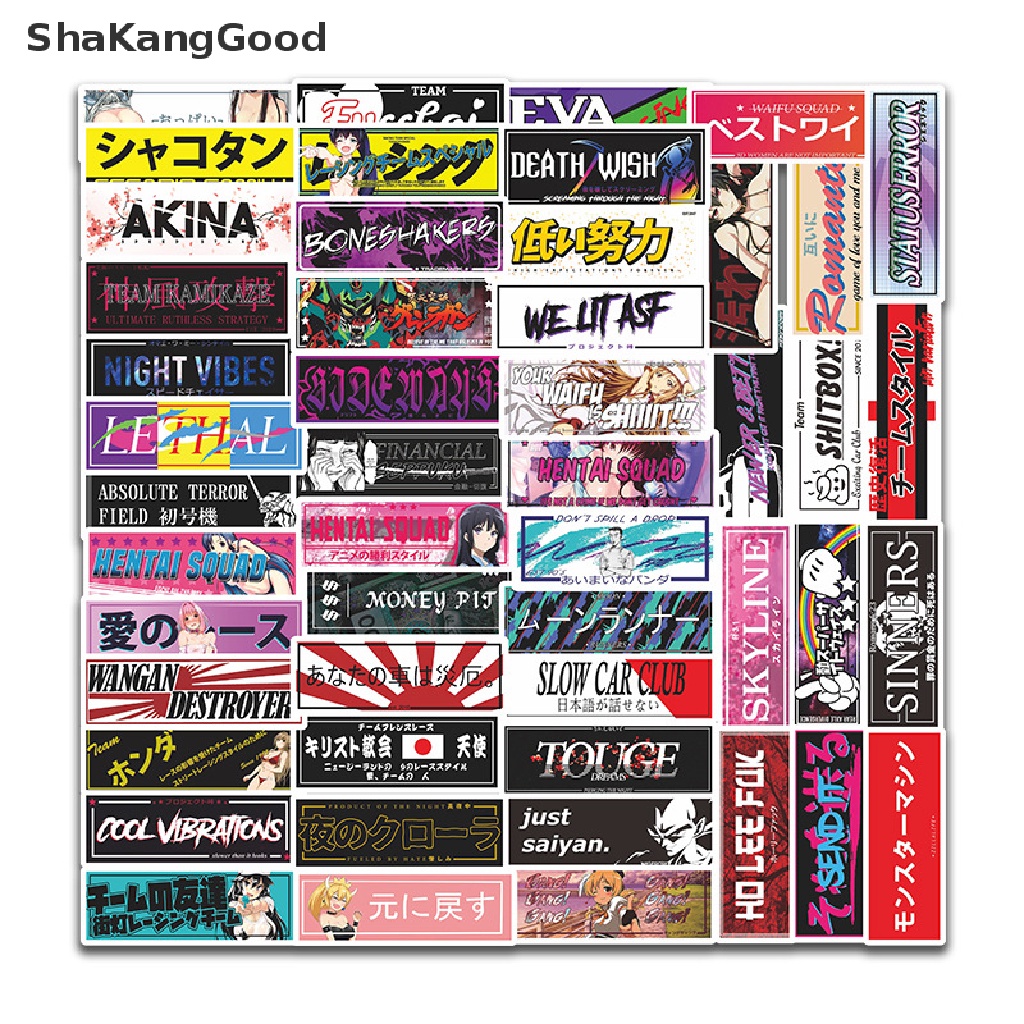 50 Pcs Stiker Racing JDM Untuk Koper Skateboard Laptop Kulkas Mobil