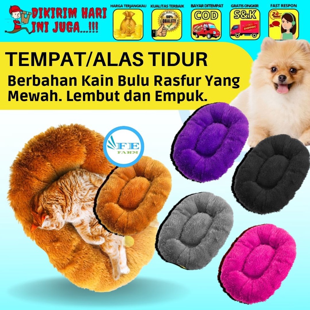 Kasur Alas Kandang Kucing Dan Anjing Bahan Kain Bulu Rasfur Uk. 42X32 FEFARM