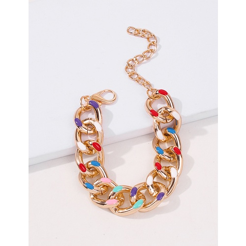 LRC Gelang Tangan Fashion Golden Alloy Drop Color Oil Chain Bracelet V36142