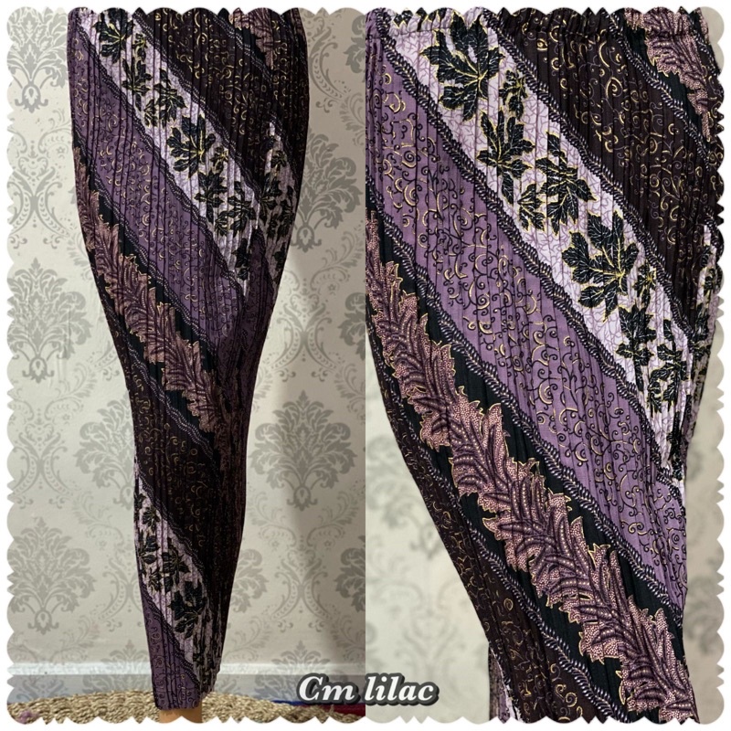 REAL PICT ROK PLISKET BATIK / ROK PLISKET / BAWAHAN KEBAYA / ROK KEBAYA / ROK WISUDA / MOTIF CM LILAC