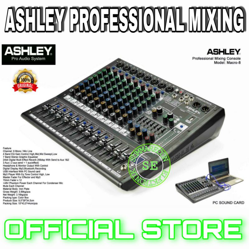 mixer audio 8 channel original ashley marco 8 usb bluetooth recording