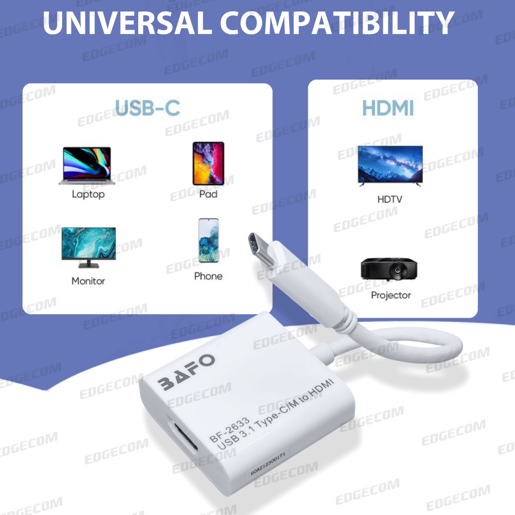 BAFO USB 3.1 TYPE C TO HDMI Female Cable Adapter BF-2633