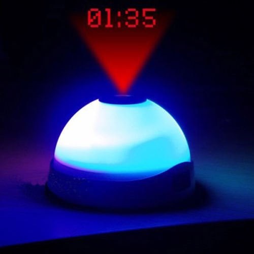 Lampu Tidur Proyeksi Bintang dengan Jam Alarm - White