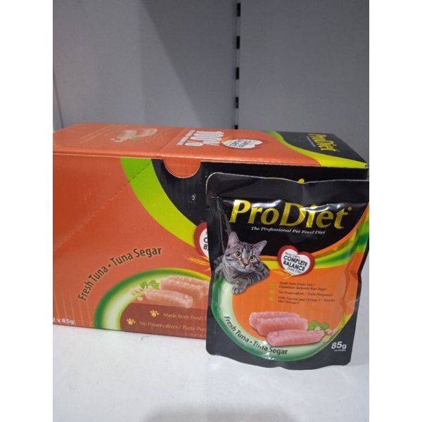 makanan kucing poucs PRODIET FRES TUNA 85g paket 12 pics