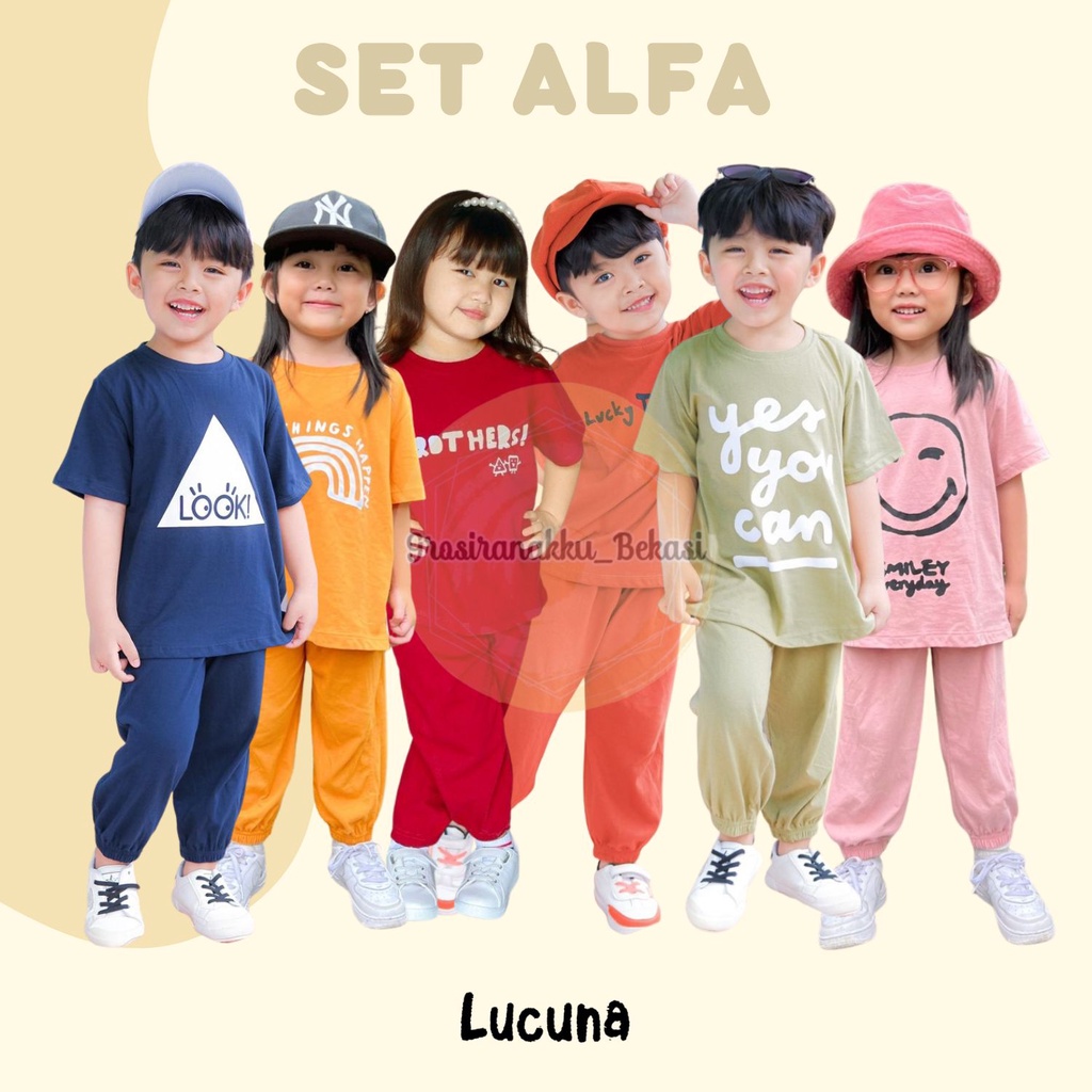 Setelan Anak Unisex Lucuna Alfa Mix Warna Size 1-5Tahun