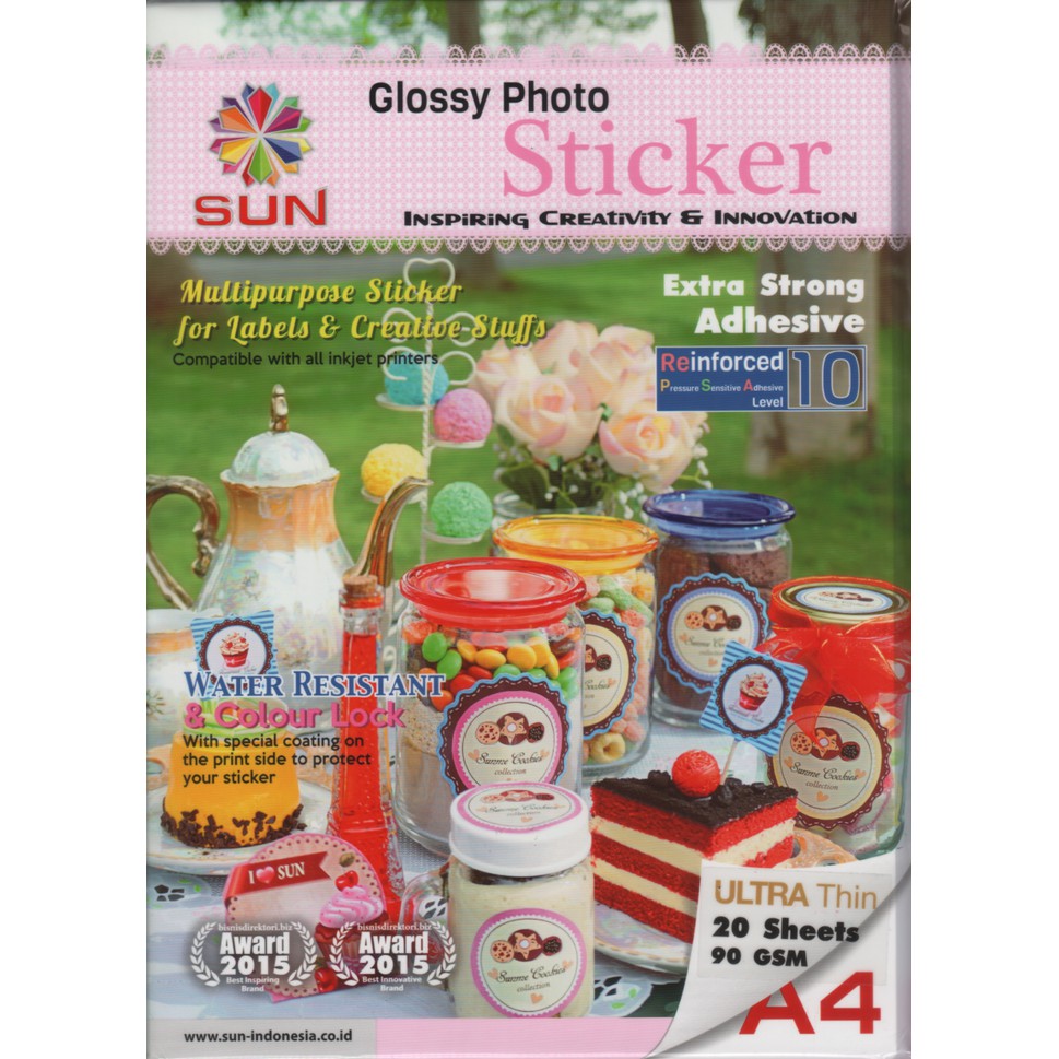 Sun Glossy Photo Stiker A4 90 Gsm 20lbr Ultra Thin Daya Rekat Kuat