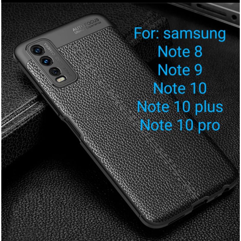 Samsung Note 8 9 10 10+ 10 Pro Silicon Autofocus Leather Case Softcase Casing Cover TPU