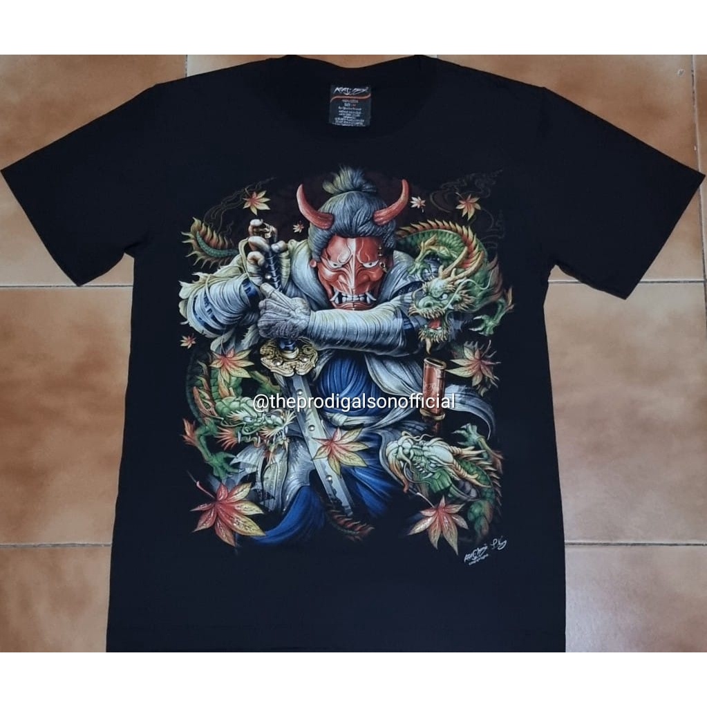 Kaos Rock Chang Import Size XL Samurai Jepang 3D Glow in The Dark