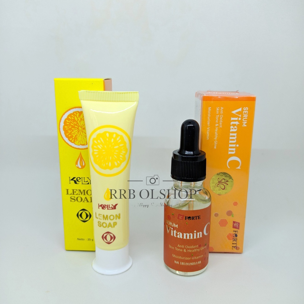 Kelly Lemon Soap Kelly 25gr / Sabun Pembersih Wajah Dan Serum Vitamin C 20ml