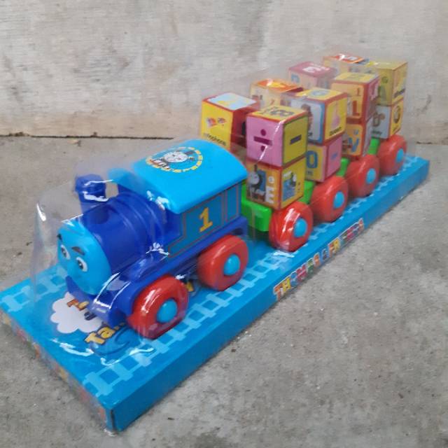 Mainan Kereta Thomas Block Tarik Edukatif - Train Anak Edukasi Blocks