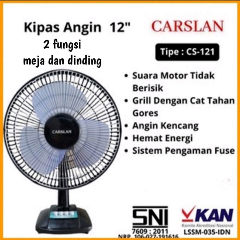 kipas angin meja/duduk dan gantung Carslan 12inch/2 fungsi