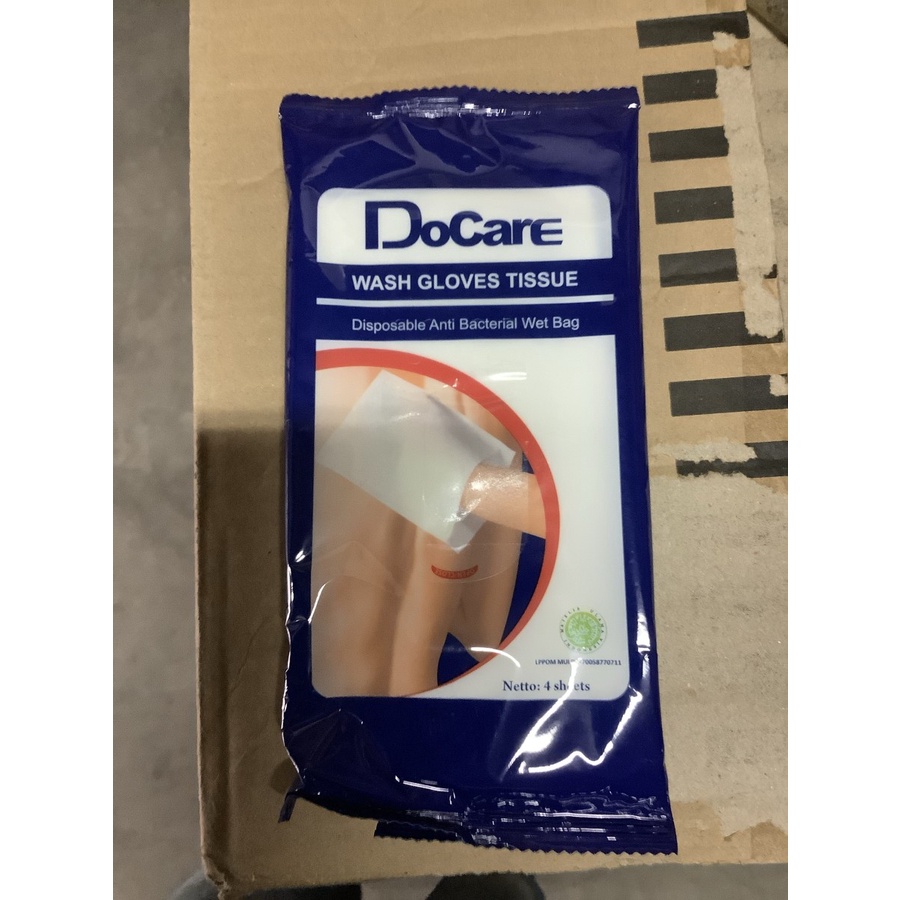 Tissue Washlap DoCare Wash Glove 4'S / Tisu Waslap Sekali Pakai Haji