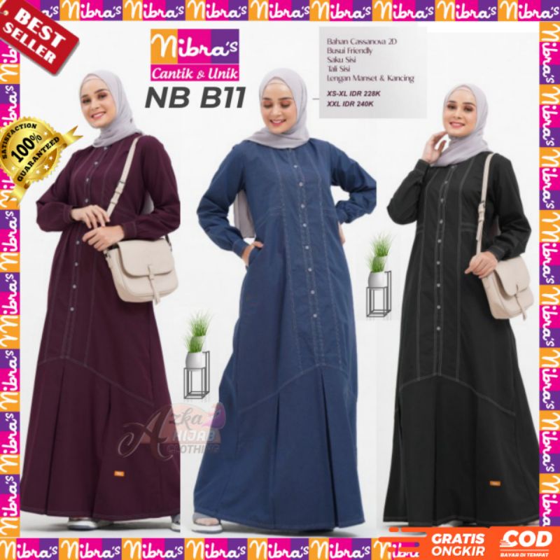 BAJU GAMIS TERBARU 2022 / GAMIS NIBRAS NB B11 / GAMIS SIMPLE ELEGAN / GAMIS MODERN / DRESS CANTIK / 