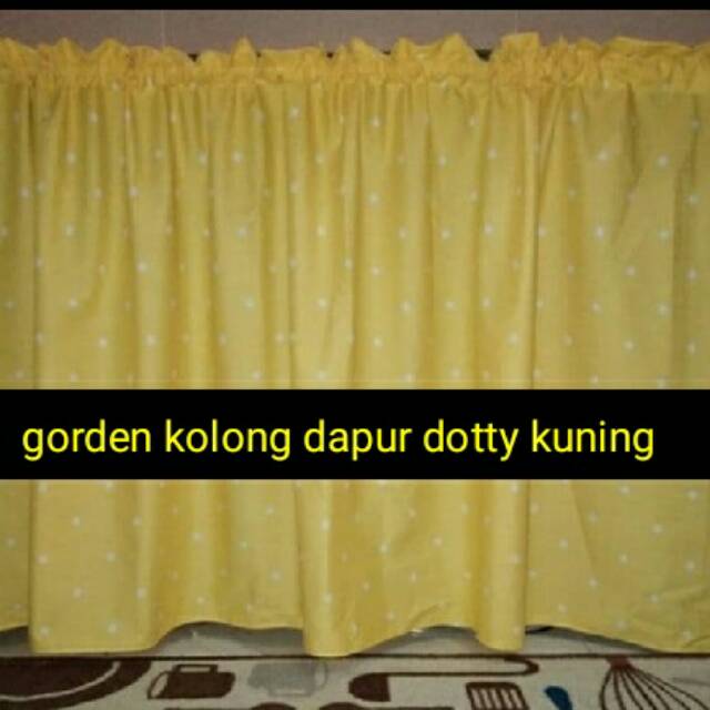 Termurah gorden kolong dapur dotty kuning
