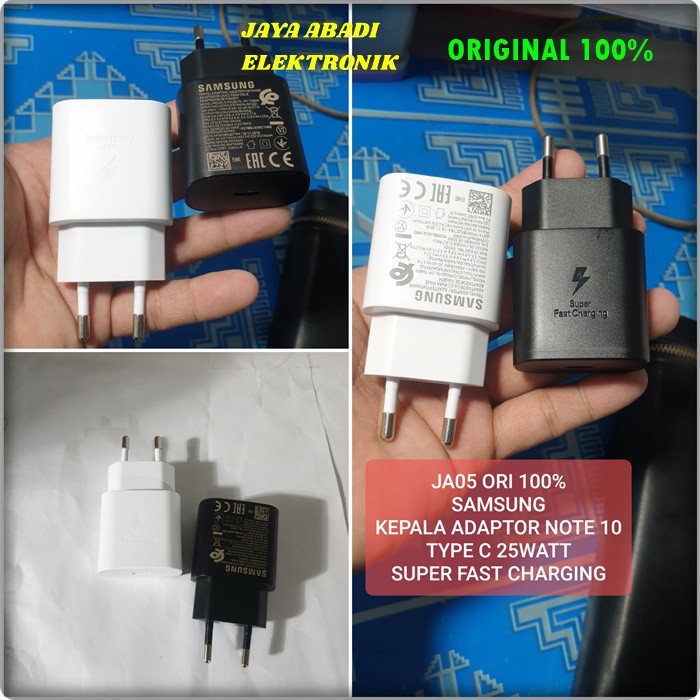 J05 SAMSUNG ORIGINAL 3A 25 WATT BATOK KEPALA CHARGER NOTE SUPER FAST CHARGING TYPE C FLASH CAS CASAN  samsung ori 100% 25 watt w 3A batok adaptor kepala charger usb tipe c type super fast charging flash charger cas casan hp handphone androit original univ