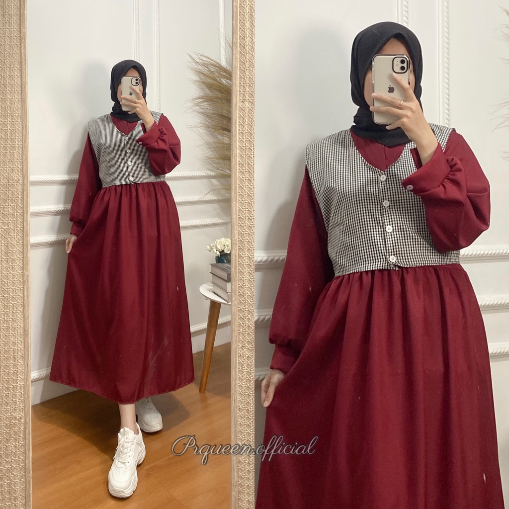 ARSY MIDI DRESS 2IN1 - DRESS MUSLIM CASUAL - MAXI DRESS WANITA KOREAN STYLE