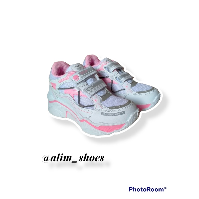 Sepatu Anak Wanita PRO ATT LJX 22 V warna putih/merah muda Size 29-32