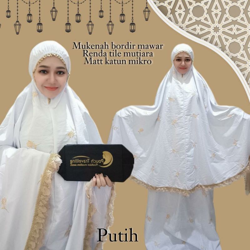 Mukenah bordir mawar tile mutiara MUKENA ATAS BAWAH  Mewah Nyaman digunakan