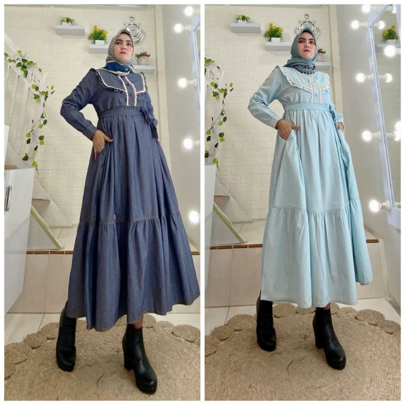 MIDI DRESS BELIFI SPECIAL DENIM LACE