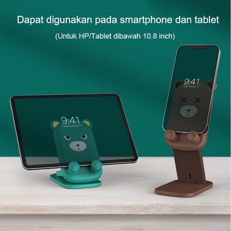 Stand HP Tablet Kartun Burung Beruang Lucu Kuat Kokoh Adjustable Universal