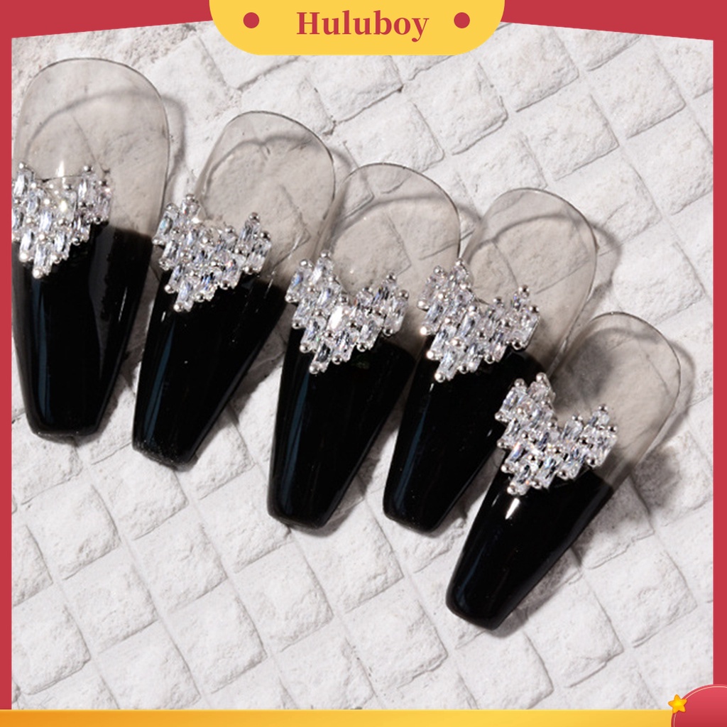 Huluboy Huluboy♡ 5 Pcs Dekorasi Kuku Bentuk Hati Bahan Cubic Zirconia Untuk Nail Art