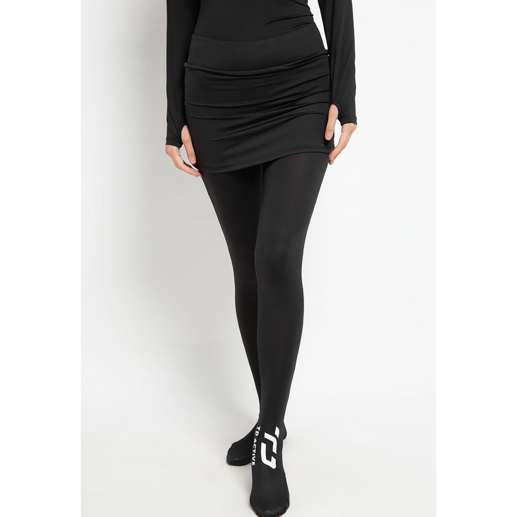 Td Active LB040 celana renang panjang wanita muslim 2-in-1 legging lari renang hijab hitam