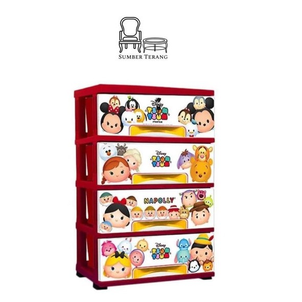 Laci Lemari Plastik / Lemari Napolly 4 Susun DSC-4Q Kartun Karakter