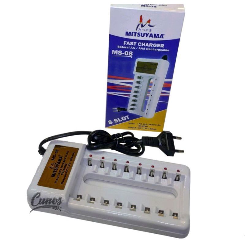 Charger Baterai AA/ AAA/ Battery Mitsuyama MS-08 8 Slot Fast Charger