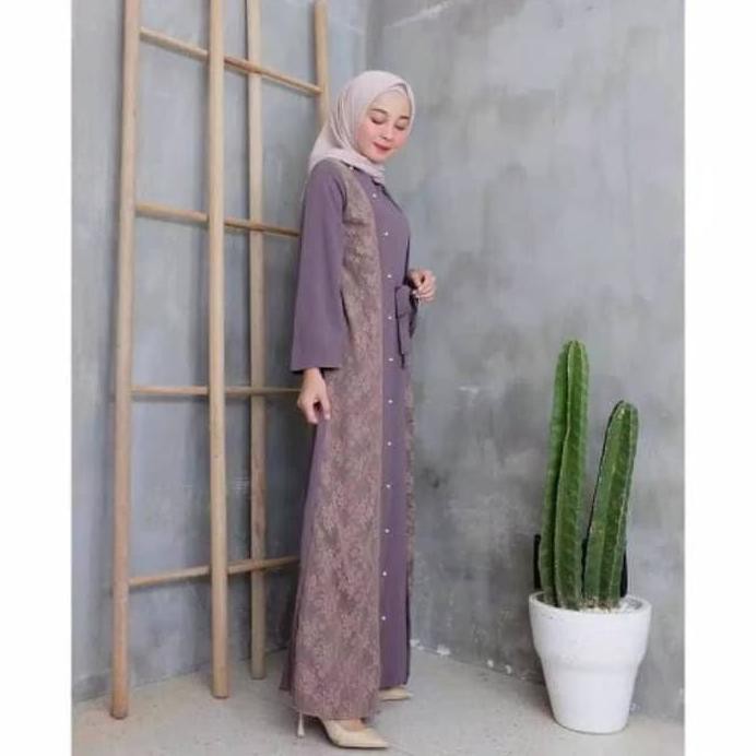 Najibah Gamis Syar'I Asdf / Gamis Wanita - Brown
