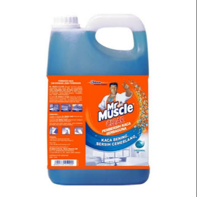 MR MUSCLE CLEAR LIQUID BLUE 4 LITER PEMBERSIH KACA SERBAGUNA