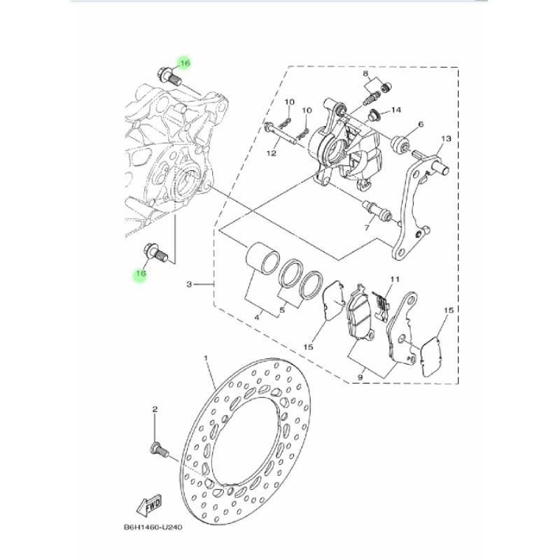 BAUT TAHANAN DUDUKAN BRACKET SELANG  KALIPER REM BELAKANG NMAX N MAX NEW 2020 XMAX 250 95812-10030