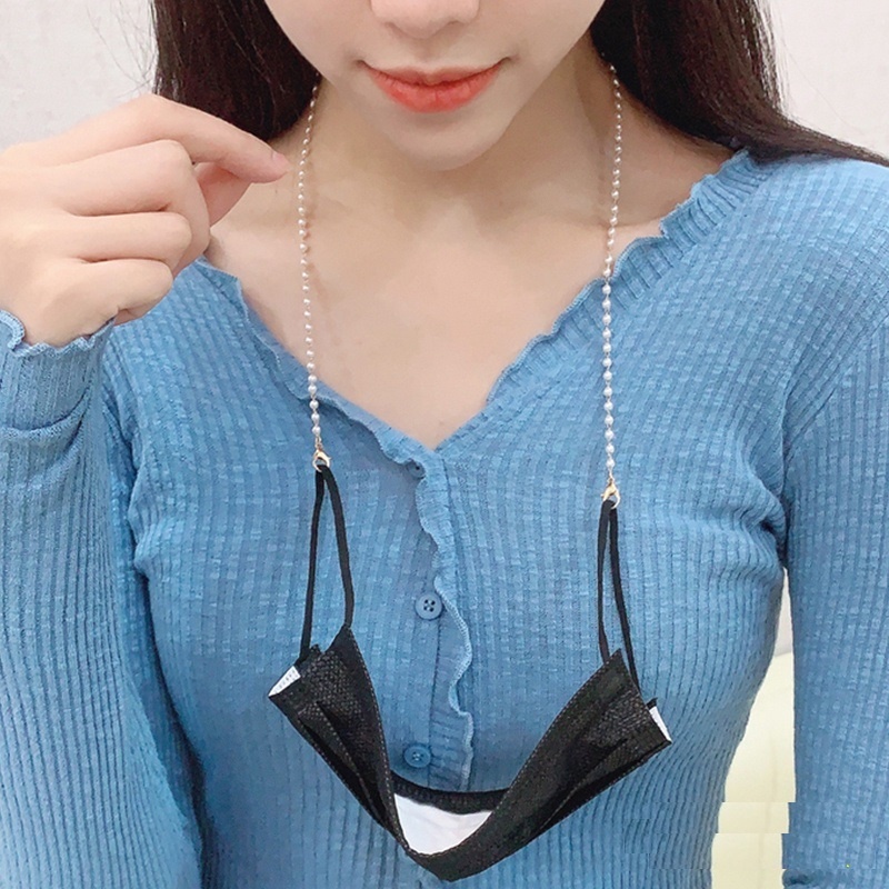 KALUNG PENGAIT MASKER MASK LANYARD NECKLACE CHAIN PEARL CANTOLAN KACAMATA STRAP KONEKTOR MASKER HEADLOOP TALI MASKER KESEHATAN ELEGAN KOREAN STYLE SR83