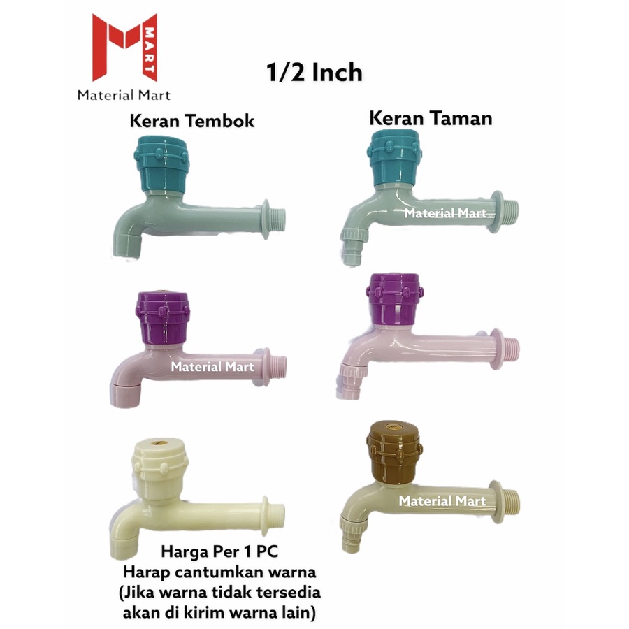 Keran Tembok PVC 1/2 Inch | Keran Taman 1/2&quot; | Kran Air Plastik Murah | Material Mart