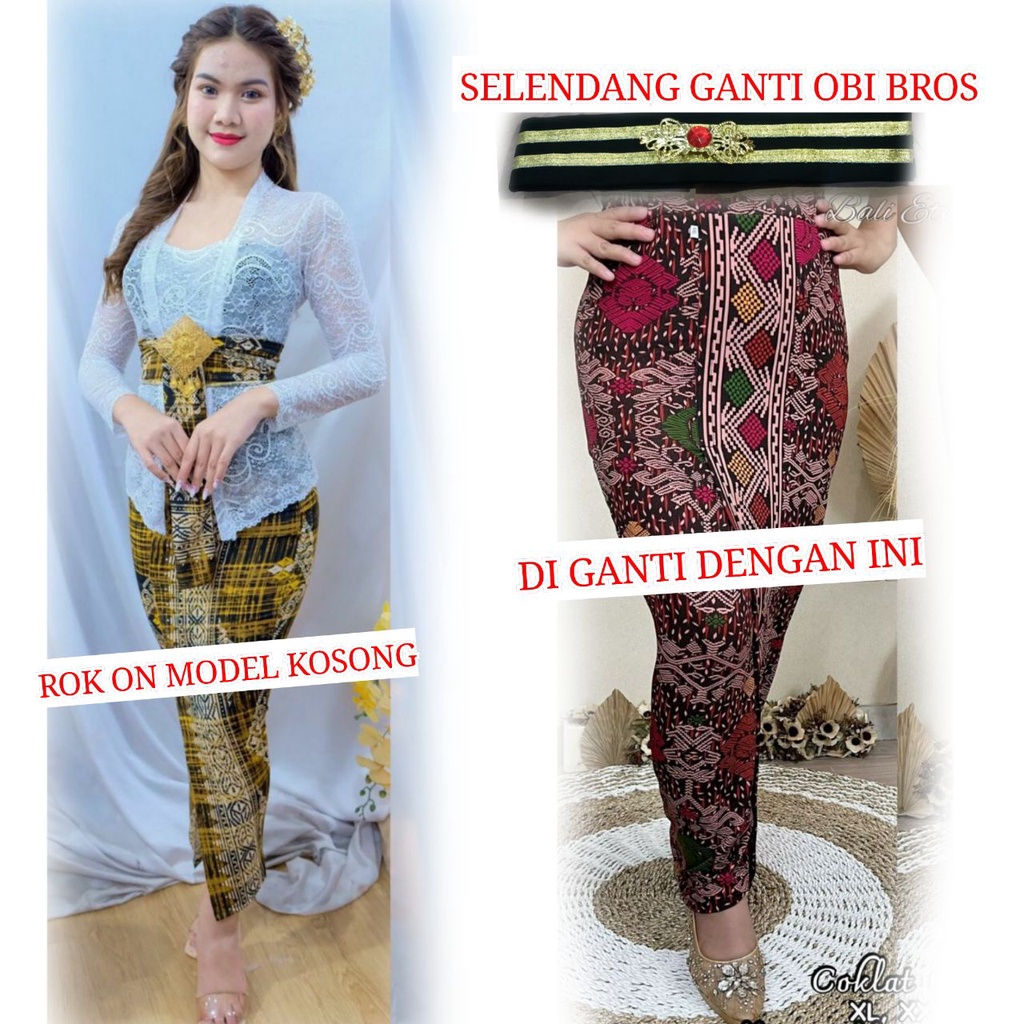 Setelan kebaya sofia strait LILY kebaya bali lengan panjang bahan melar dan rok moscreft selendang Kebaya pengantin pesta wisuda modern-Putih