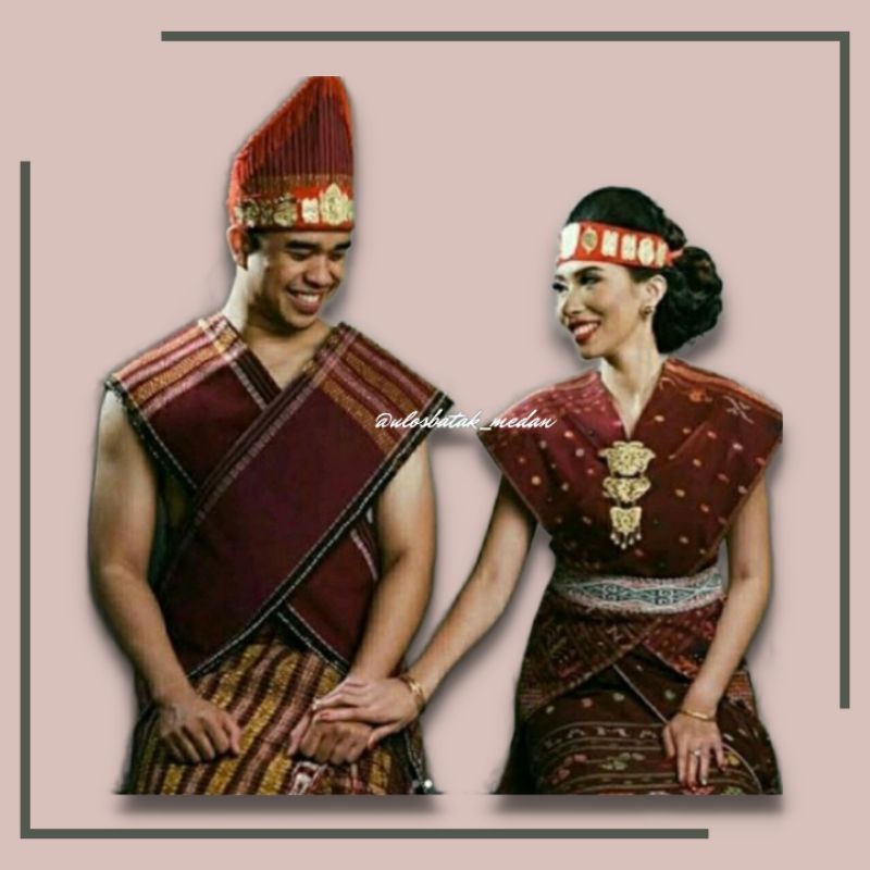 Pakaian Adat Batak Dewasa Ragihotang Sadum Merah Hitam Maroon Dari Kain Ulos Batak