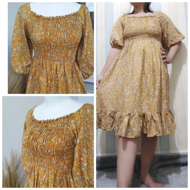 Dress Kerut Raflle Lily Bali/Dress Kerut tangan.(size XL &amp; XXL).